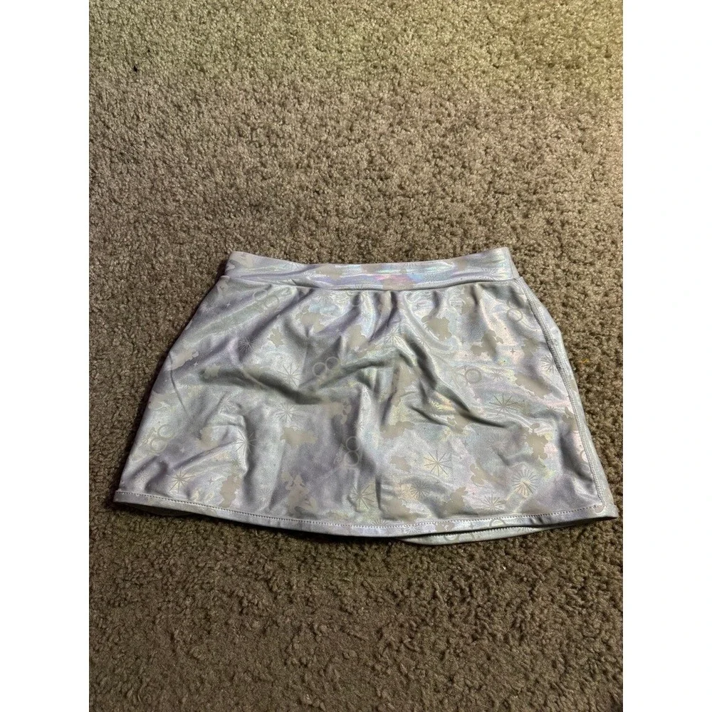 Disney 100th Anniversary Girls Swim Skirt Iridescent Silver Bow Size 7/8